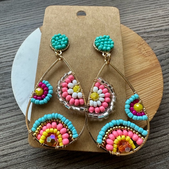 unbranded Jewelry - Boho Colorful Beaded Teardrop Earrings